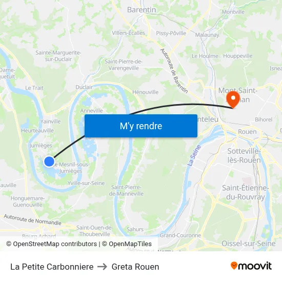 La Petite Carbonniere to Greta Rouen map