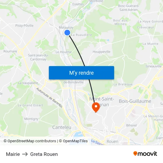 Mairie to Greta Rouen map