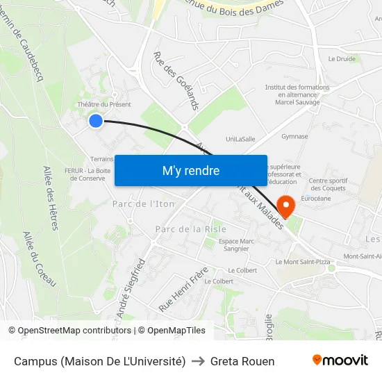 Campus (Maison De L'Université) to Greta Rouen map