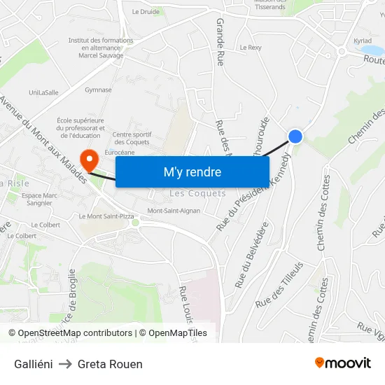 Galliéni to Greta Rouen map