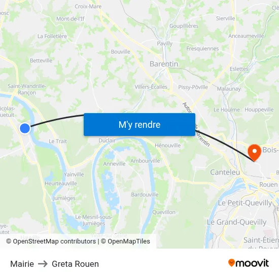 Mairie to Greta Rouen map