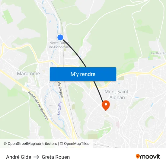 André Gide to Greta Rouen map