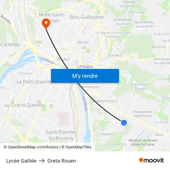 Lycée Galilée to Greta Rouen map