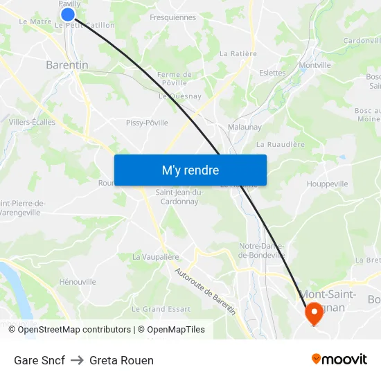 Gare Sncf to Greta Rouen map
