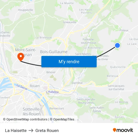 La Haisette to Greta Rouen map