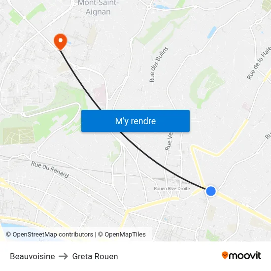 Beauvoisine to Greta Rouen map