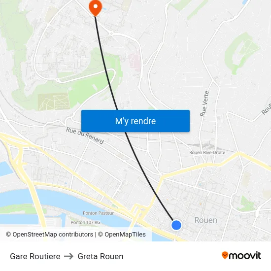 Gare Routiere to Greta Rouen map
