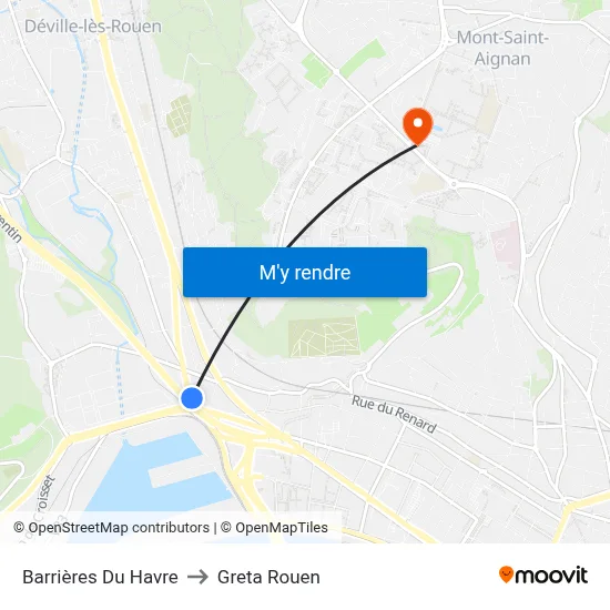 Barrières Du Havre to Greta Rouen map