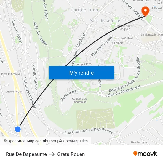 Rue De Bapeaume to Greta Rouen map