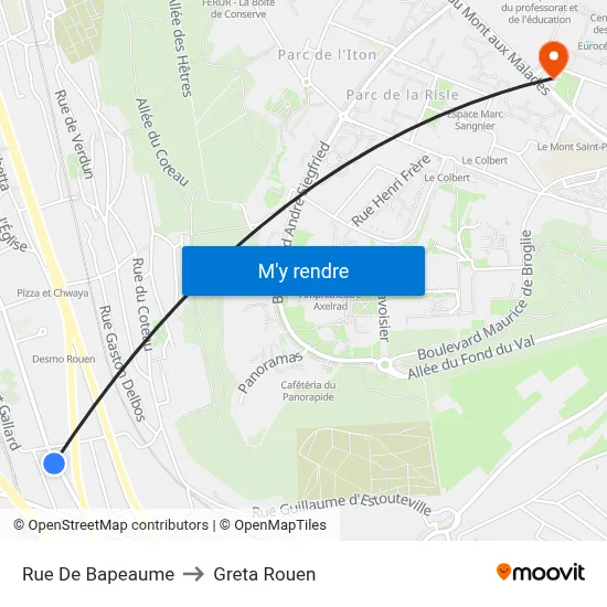 Rue De Bapeaume to Greta Rouen map