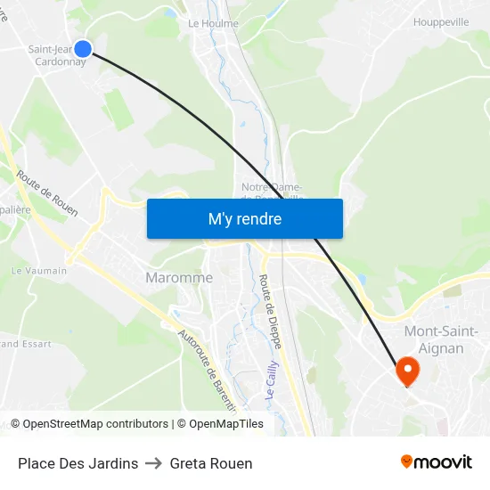 Place Des Jardins to Greta Rouen map
