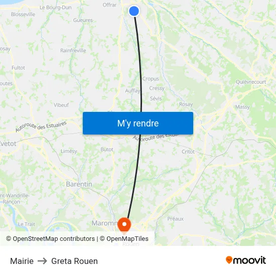 Mairie to Greta Rouen map