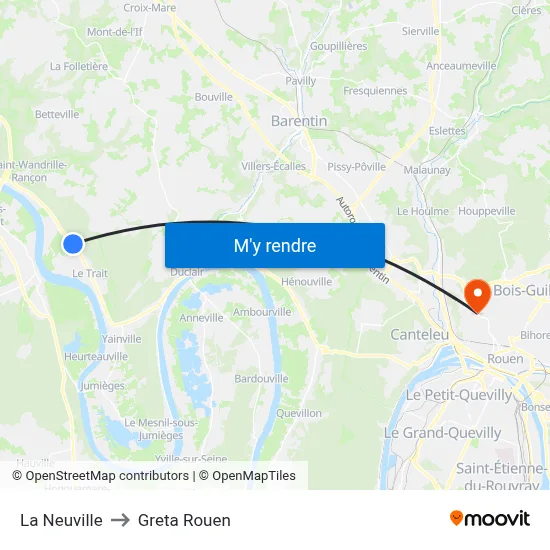 La Neuville to Greta Rouen map