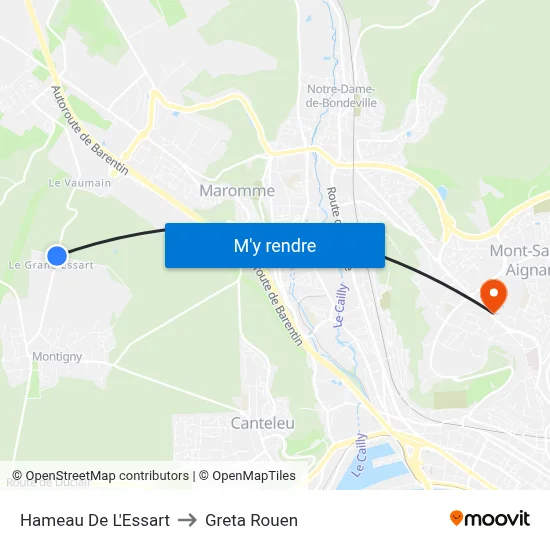 Hameau De L'Essart to Greta Rouen map
