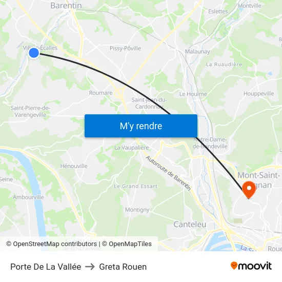 Porte De La Vallée to Greta Rouen map