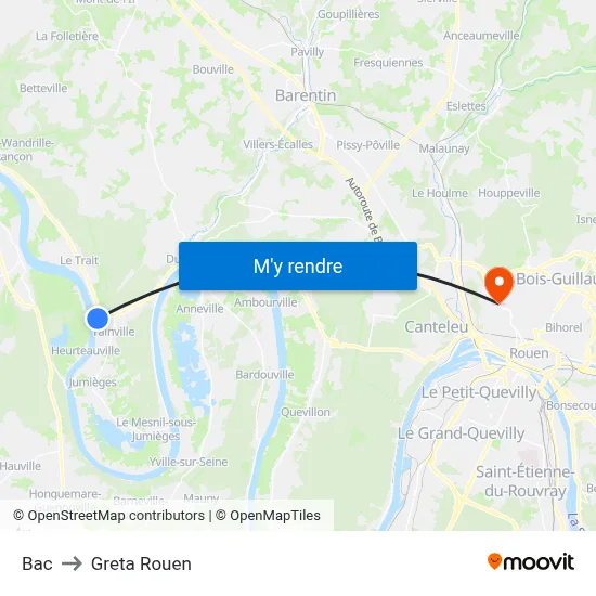 Bac to Greta Rouen map