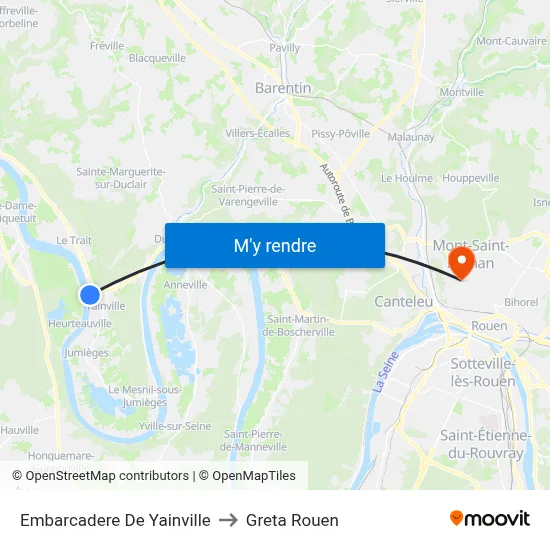 Embarcadere De Yainville to Greta Rouen map