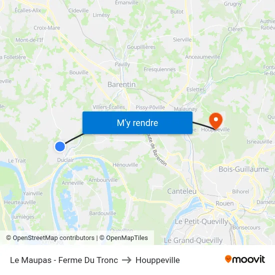 Le Maupas - Ferme Du Tronc to Houppeville map