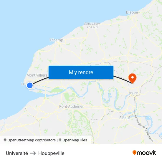 Université to Houppeville map