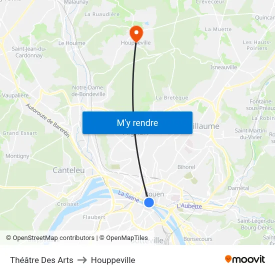 Théâtre Des Arts to Houppeville map