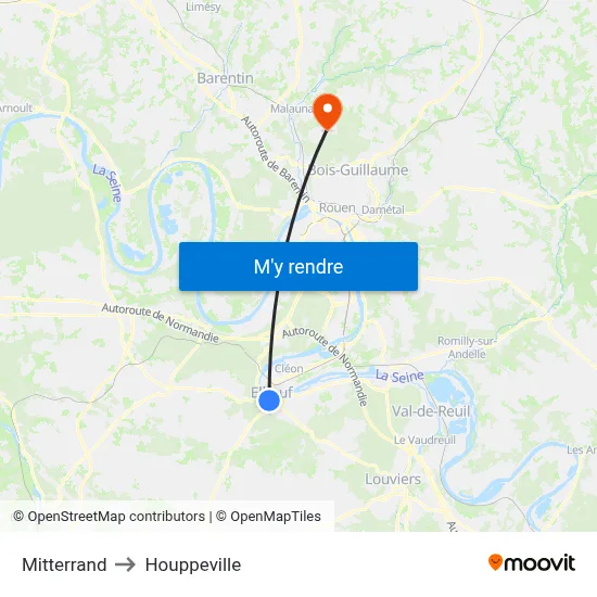 Mitterrand to Houppeville map