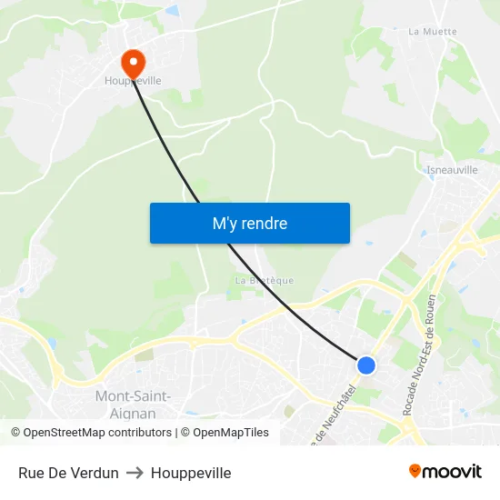 Rue De Verdun to Houppeville map