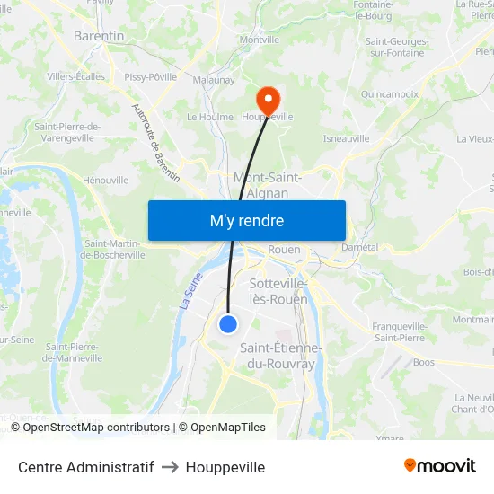 Centre Administratif to Houppeville map