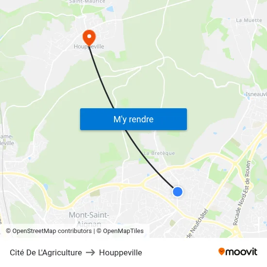Cité De L'Agriculture to Houppeville map