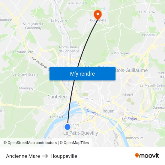 Ancienne Mare to Houppeville map