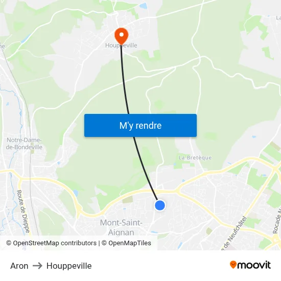 Aron to Houppeville map