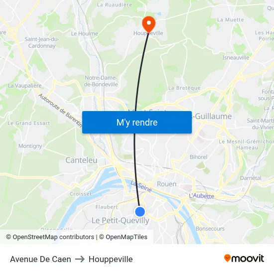 Avenue De Caen to Houppeville map