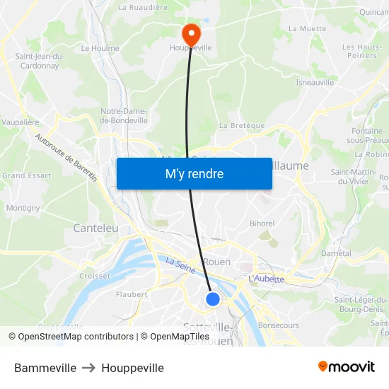 Bammeville to Houppeville map