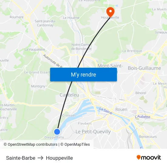 Sainte-Barbe to Houppeville map
