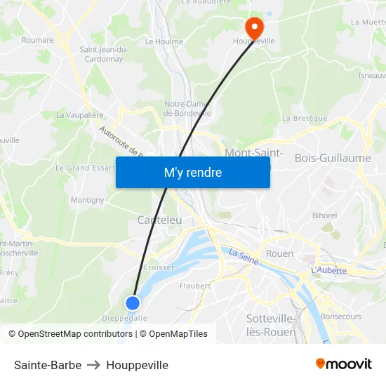 Sainte-Barbe to Houppeville map