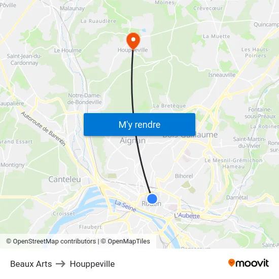 Beaux Arts to Houppeville map