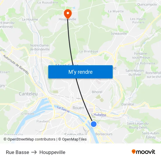 Rue Basse to Houppeville map