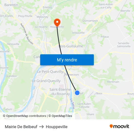 Mairie De Belbeuf to Houppeville map