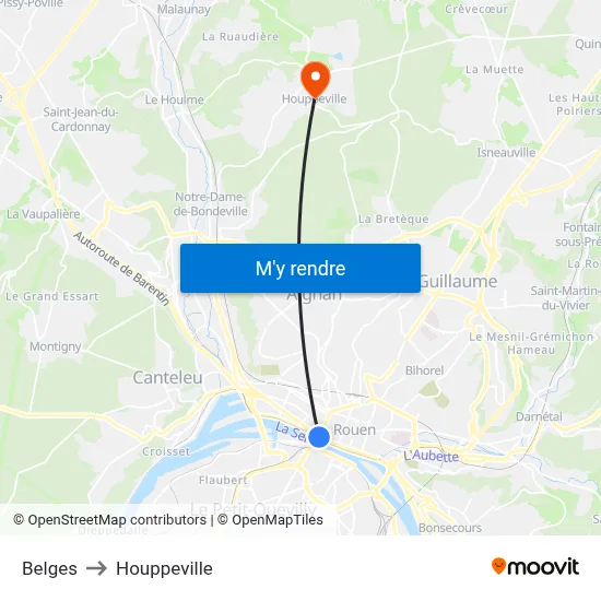 Belges to Houppeville map