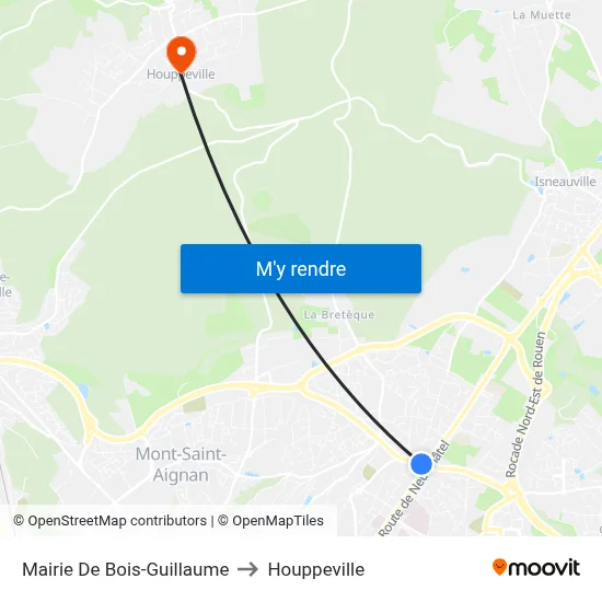 Mairie De Bois-Guillaume to Houppeville map