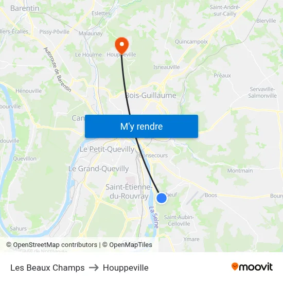 Les Beaux Champs to Houppeville map