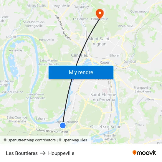 Les Bouttieres to Houppeville map