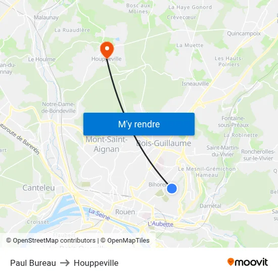 Paul Bureau to Houppeville map