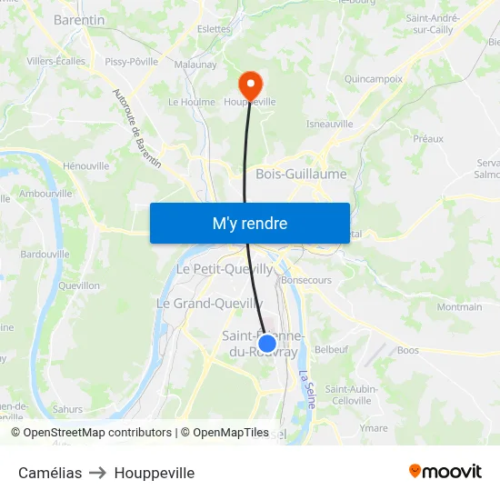 Camélias to Houppeville map