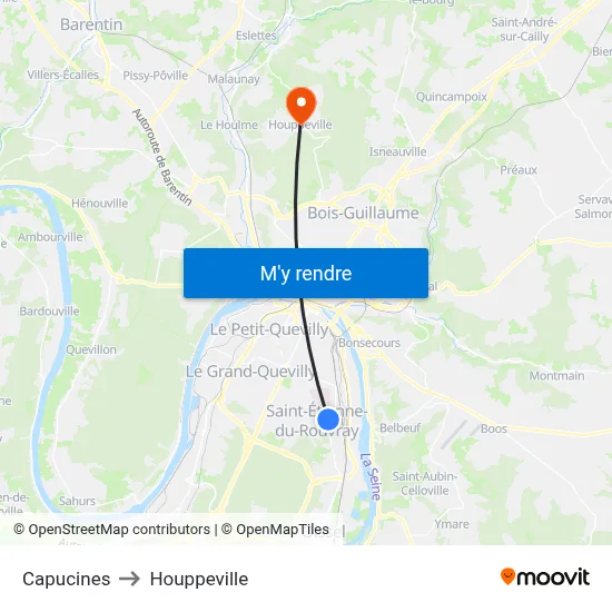 Capucines to Houppeville map