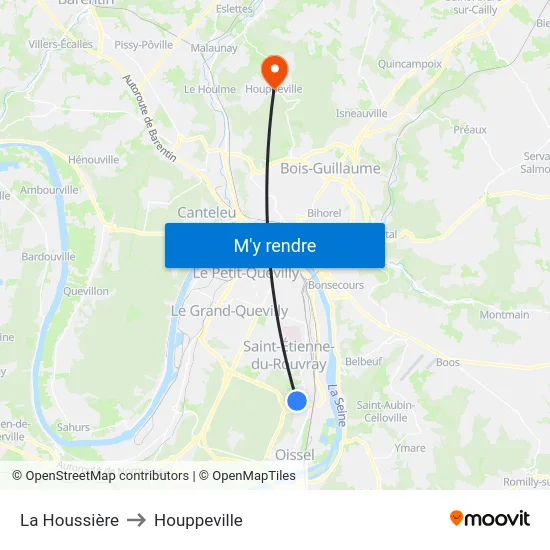 La Houssière to Houppeville map