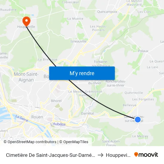 Cimetière De Saint-Jacques-Sur-Darnétal to Houppeville map