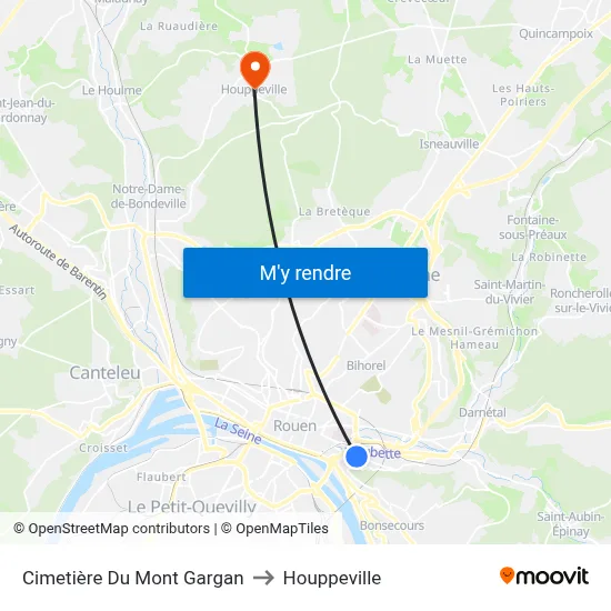 Cimetière Du Mont Gargan to Houppeville map