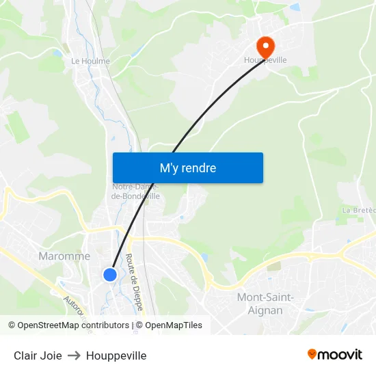 Clair Joie to Houppeville map