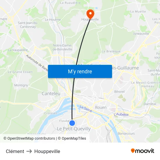 Clément to Houppeville map