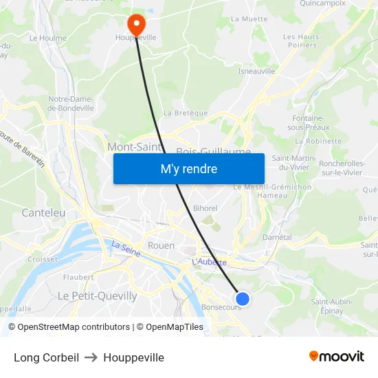 Long Corbeil to Houppeville map